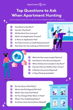 the top questions to ask when apartment hunting is overflowing infographical image