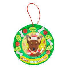 a christmas ornament with a dog on it