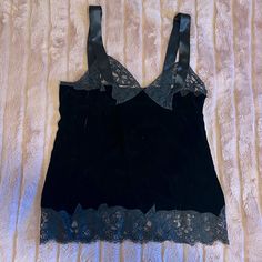 Givenchy Camisole In Black Velvet With Lace & Ribbon Detail Size Givenchy Camisole In Black Velvet With Lace & Ribbon Detail W/ Side Zip Size 40 Size 40 Europe Is 10/12 Usa But Fit Is S Or M Elegant Black Tank Top For Formal Occasions, Fitted Black Tank Top For Formal Occasions, Fitted Lace Trim Evening Tank Top, Fitted Lace Trim Tank Top For Evening, Elegant Black Tank Top With Lace Trim, Givenchy Top, Closet Clothes, Satin Cami Top