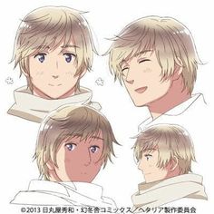 some anime characters with different facial expressions