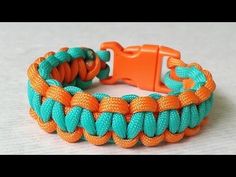 an orange and blue bracelet with two different colors