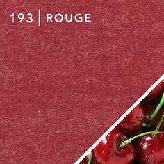 a close up of cherries on a red background with the text, 1939 - rouge