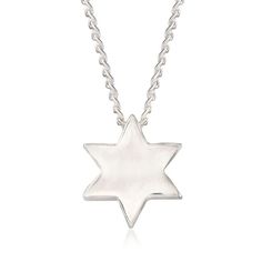 Zina Sterling Silver "Contemporary" Star of David Necklace. 17" | Ross-Simons Silver Star Of David Necklace With Adjustable Chain, Silver Star-shaped Personalized Necklace, Personalized Silver Star Necklace, Silver Star Of David Necklace For Gift, Sterling Silver Star Necklace For Anniversary, Sterling Silver Star Of David Necklace For Anniversary, Personalized Sterling Silver Star Necklace, Nickel-free Sterling Silver Star Of David Necklace, Personalized Star-shaped Sterling Silver Necklace