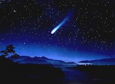 the night sky with stars and an image of a comet in the distance that reads make at least one wish for every loved one come true true true