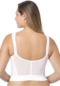 This is a national brand item. Please see details when ordering to confirm inclusion in any deal or offer. Fully® bras by Exquisite Form® are specially designed for a fuller, heavier bust. This front-hook longline bra with soft, full cups assures great comfort and support. Made with mesh sides for extra breathability. Moderate Lift: wireless cups offer dependable, everyday support and a flattering shape Adjustable straps with cushioned, slip-on padsCenter front: 10-10.5" lengthPoly/cotton/nylon/spandex, importedHand wash Posture Bra, Bra Sewing Pattern, Bra Sewing, Platinum Credit Card, Bra Brands, Full Cup Bra, Comfortable Bras, Longline Bra, Full Coverage Bra