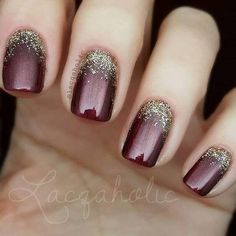 Wedding Nails Glitter, Glittery Nails, Gold Glitter Nails, Gold Nail, Burgundy Nails, Super Nails