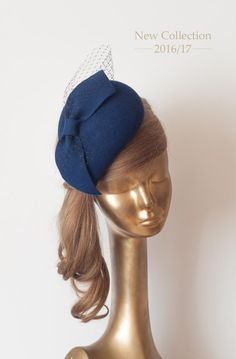 Unique Modern Navy Blue Felt FASCINATOR with Veil.Pillbox Hat | Etsy Pillbox Hat Outfit, D23 Cosplay, Vintage Blue Fascinator For Weddings, Fascinator Designs, Blue Vintage Fascinator For Party, Black Pillbox Hat With Veil, Fascinator With Veil, Navy Blue Pillbox Hat, Felt Fascinator