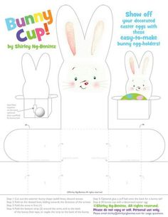 an easter bunny cut out from paper with the words,'bunny cup'on it