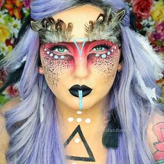 Pin for Later: Wicked Makeup Transformations to Inspire Your Halloween Costume Feathered and Fabulous College Makeup, Theatrical Makeup, Smink Inspiration, Festival Inspiration, Halloween Makeup Easy, Fairy Makeup, Special Effects Makeup, Fx Makeup