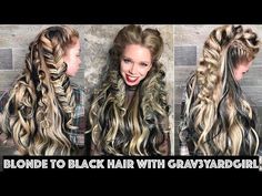 Grav3yardgirl Hair, Blonde To Black Hair, Blonde To Black, Graveyard Girl, Rock Aesthetic, Hair Romance, Guy Tang, Punk Hair, My Music