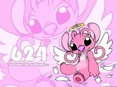 a pink cartoon character with angel wings