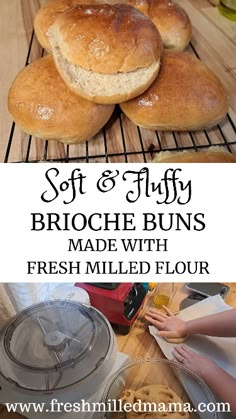 bread buns made with fresh milled flour on a cooling rack