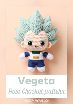 a crocheted dragon doll with the words vegeta free crochet pattern