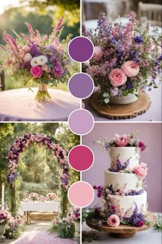 Pink and purple wedding theme: pink and purple wedding ideas    #pinkwedding #purplewedding #wildflowerwedding #whimsicalwedding #whimsicalweddingflowers #pinkandpurplewedding #pinkandpurpleweddingideas #pinkandpurpleweddingcolors #pinkandpurpleweddingideas #pinkandpurpleweddingcake #floralwedding #floralweddingcake #wildflowerweddingcake Wedding Colour Schemes Purple, Purple Shades Wedding, Best Wedding Themes Color Schemes, Wedding Theme Ideas Purple, Pink Purple Green Wedding Theme, Purple Spring Wedding Ideas, Hot Pink Wedding Theme Color Combos, Lilac Color Palette Wedding, Wedding Spring Ideas