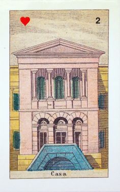 a card with an image of a building and a pool in front of it that says casca