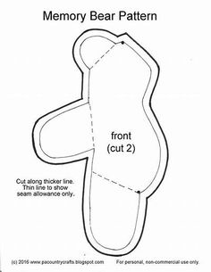 the front and back view of a bear pattern for children's shoes, with instructions to