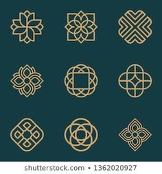 a set of nine ornamental design elements