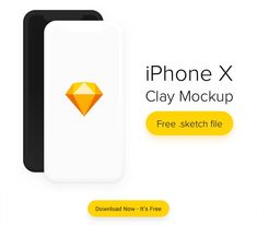 the iphone x clay mockup is shown with an image of a diamond on it