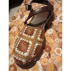 Journee Dorit Tru Comfort Foam Crochet Sandal Block Heels Vintage Afghan Style. Condition Is New With Box. Heels Vintage, Afghan Style, Crochet Sandals, Vintage Afghan, Journee Collection, Block Heels Sandal, Shoes Women Heels, Block Heels, Shoes Heels