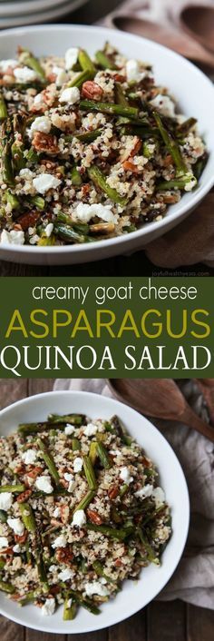 asparagus quinoa salad with creamy goat cheese is an easy and delicious side dish