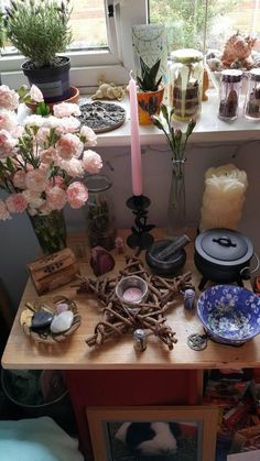 #witchcraft Beltane Altar, Witchcraft Altar, Witch Room, Wiccan Decor, Witches Altar, Wiccan Altar, Pagan Altar, Witchy Crafts, Baby Witch