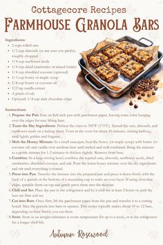 the recipe for an oatmeal granola bar