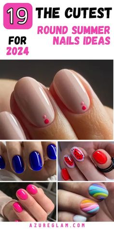 Summer Nails Round 2024: Top 19 Trendy Styles for a Chic & Colorful Look Summer Nails Round Shape, Short Round Summer Nails, Round Summer Nails, Short Round Nails Designs, Summer Nails Round, Nails Round Shape, Round Nail Designs, Rounded Acrylic Nails, Short Round Nails