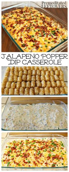 the steps to make jalapeno popper dip casserole with tater tots