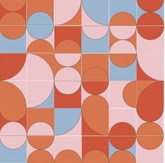 an orange and blue pattern with circles on it