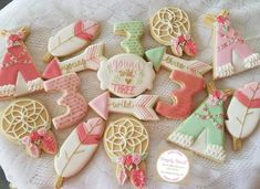 some decorated cookies are on a table