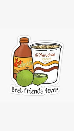 a sticker that says best friends ever next to a cup of coffee and lime