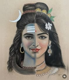 Half Krishna Drawing, Shiv Parvati Drawing, Lovers Spiritual, God Drawing, Canvas Art Painting Abstract, Buddhist Art Drawing, Ancient Drawings, Abstract Pencil Drawings, Eyes Aesthetic