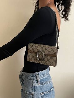 Gucci Chain Wallet Outfit, Dionysus Bag Outfit, Gucci Dionysus Outfit, Gucci Dyonisus Bag Outfit, Dionysus Outfit, Aesthetic Brunette Girl, Girl Aesthetic Brunette, Brunette Girl Aesthetic, Gucci Dyonisus Bag