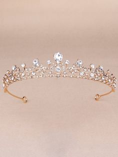 Rhinestone Decor Crown Design Hair Accessory | EMERY ROSE Rose Gold Tiara, Bridal Headwear, Design Hair, Headband Tiara, Crystal Tiaras, Crown Design, Rhinestone Decor, Crown Headband, Rhinestone Wedding