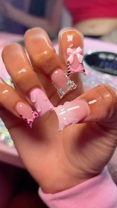 Birthday Nail Ideas Acrylic, Nails Inspiration Pink, Acrylic Toe Nails, Hard Nails, Drip Nails, Colored Acrylic Nails, Girly Acrylic Nails, French Tip Acrylic Nails, Short Square Acrylic Nails