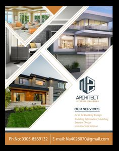 a brochure for an architectural company with pictures of the house and surrounding area