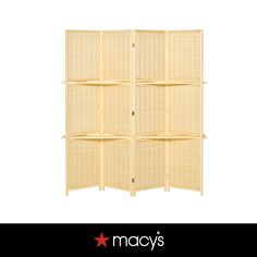 a room divider made out of bamboo with the words macy's on it