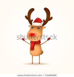 a reindeer wearing a santa hat and scarf