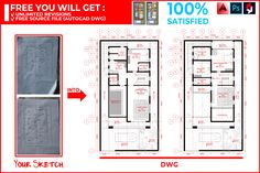 the floor plan for an apartment building with two floors and three levels, in different directions