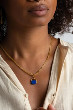 Inspired by ancient intaglios, this highly saturated lapis can be inscribed on both sides and its ridge for you to make your own mark. Cradled in an arch of 22K, the indigo stone can be rotated as you wear it, allowing you to choose the message you wish to send. 22K Yellow Gold + Lapis Chain sold separately Made in NYC Cap Rising, Intaglio Jewelry, Crown Hairstyle, Flower Crown Hairstyle, Garden Clogs, Lapis Lazuli Necklace, Fancy Jewellery, Jewelry Lookbook, Make Jewelry