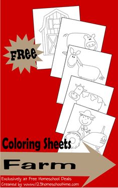 farm animals coloring sheets for kids to color and learn how to make them look like they are