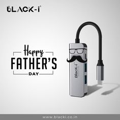 a father's day card with a black - i logo and a moustache on it