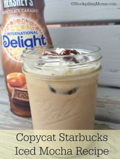 copycat starbucks iced mocha recipe in a mason jar