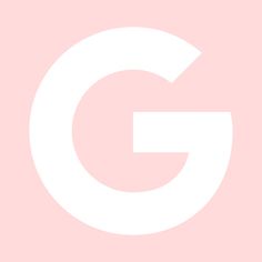 the letter g is white against a pale pink background