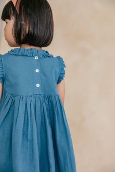 THE DRESS YOU DIDN'T KNOW SHE NEEDED Content + Care 55% Cotton 45% Linen Machine wash cold + tumble dry low or hang dry Sizing + Details Three buttons in back True to size Baby Dress Embroidery, Ocean Eyes, Baby Dress Design, Frocks For Girls, Modest Fashion Outfits, Versatile Dresses, Girls Dress