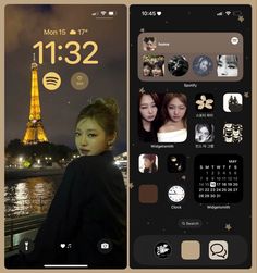 an iphone screen with the image of a woman in front of the eiffel tower