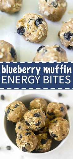 blueberry muffin energy bites in a bowl