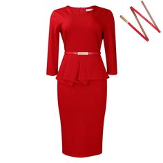 Fitted Bodycon Dress With 3/4 Sleeve For Work, Elegant Wrap Dress, Pencil Skirt Fashion, Rose Flower Photos, Skirts And Blouses, Womens Wrap Dress, Vintage Mini Dresses, Red Bodycon Dress, Wrap Around Dress