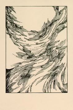 an ink drawing of waves in black and white