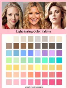 Light Spring Color Palette and Wardrobe Guide – Dream Wardrobe Light Spring Palette, Light Spring Color Palette, True Spring Colors, Spring Skin, Light Spring Colors, True Spring, Spring Palette, Spring Color Palette, Summer Color Palette